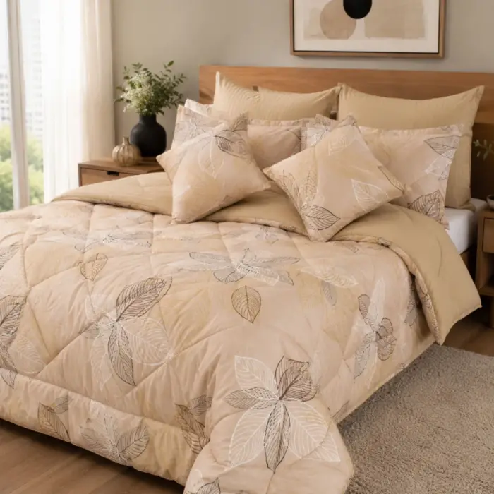 ropa de cama camel estampado hojas