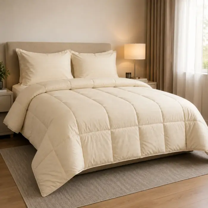 plumon beige para hogar y hotel