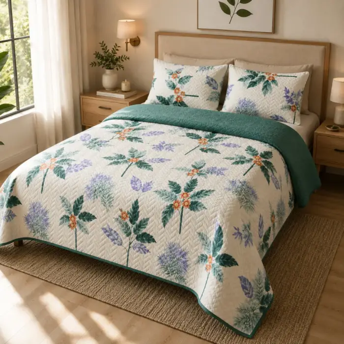 sobrecama becorat verde floral creaciones apice