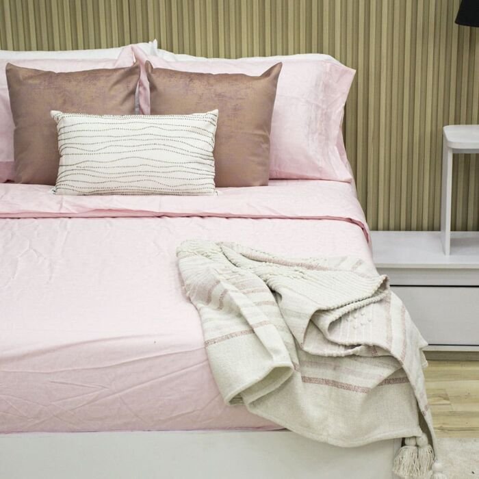 Juego de Sabanas Sky Deluxe Brisa Rosa Jacquard 144 hilos 1