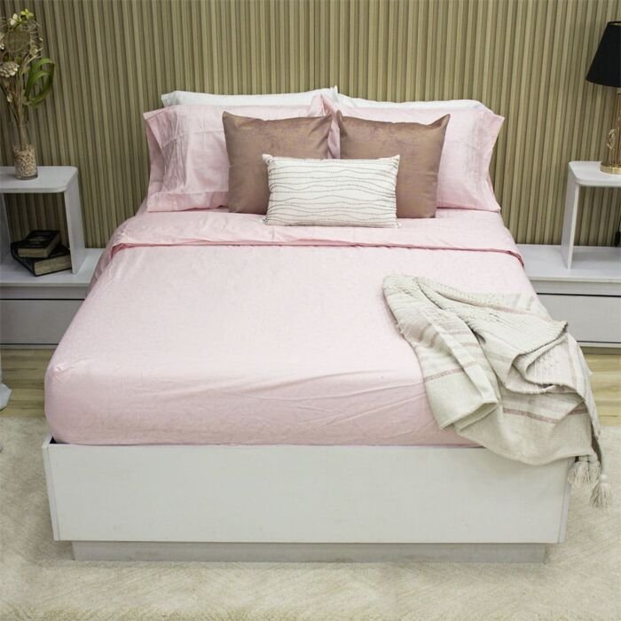 Juego de Sabanas Sky Deluxe Brisa Rosa Jacquard 144 hilos 2