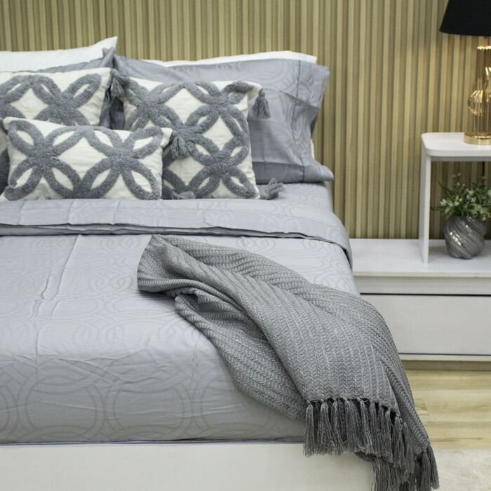 Juego de Sábanas Sky Deluxe Bruma Gris - Jacquard 250 hilos