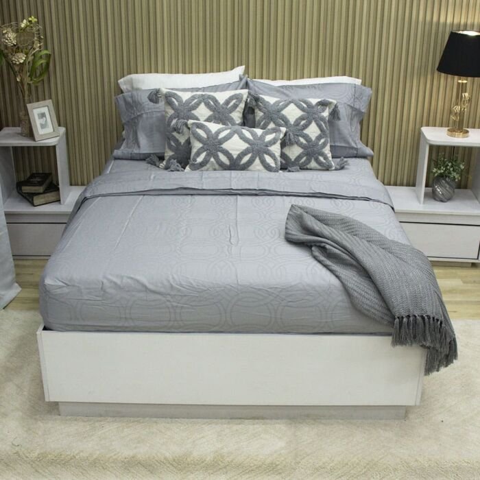 Juego de Sabanas Sky Deluxe Bruma Gris – Jacquard 144 hilos 2