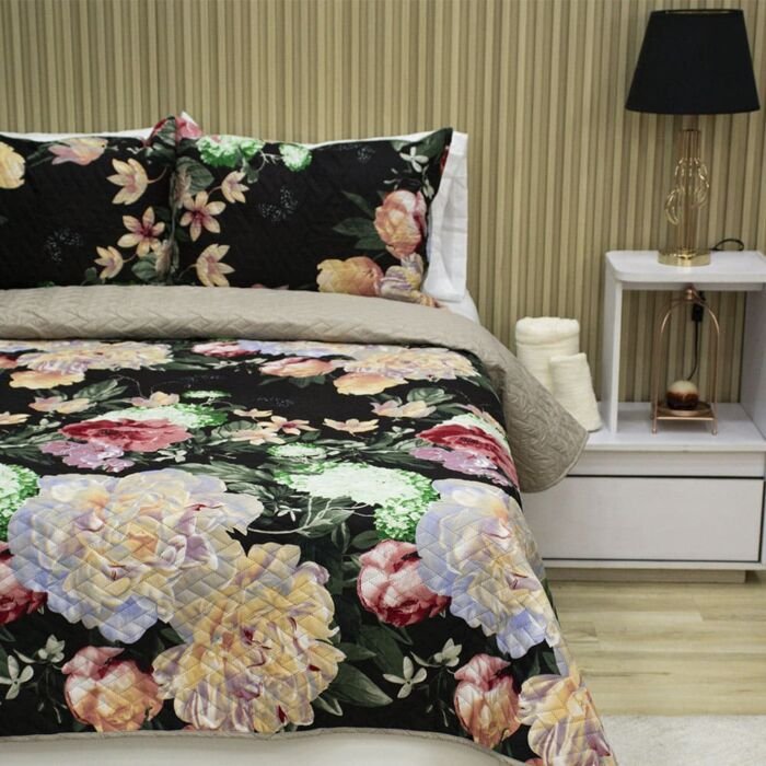 SOBRECAMA BECORAT FLORAL NEGRA 1