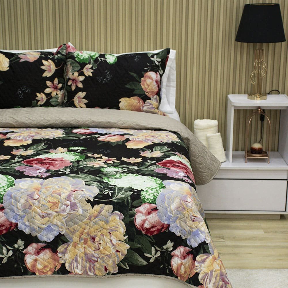 SOBRECAMA BECORAT FLORAL NEGRA 1 SOBRECAMA BECORAT FLORAL NEGRA 1