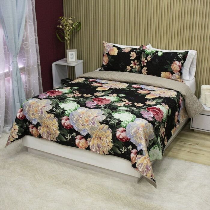 SOBRECAMA BECORAT FLORAL NEGRA 3
