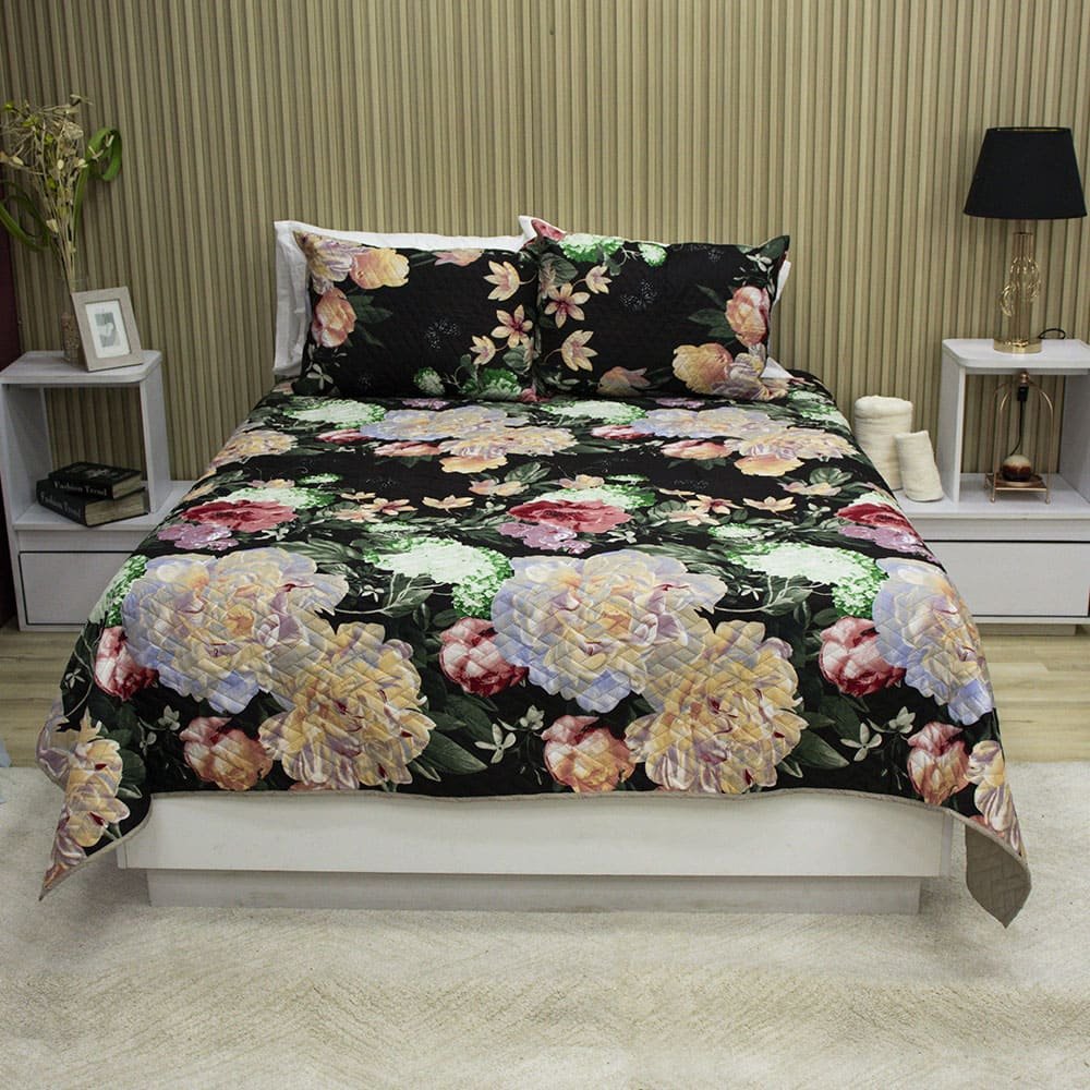 SOBRECAMA BECORAT FLORAL NEGRA 4 SOBRECAMA BECORAT FLORAL NEGRA 4