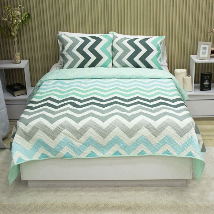 Sobrecama Becorat Chevron Aqua 2