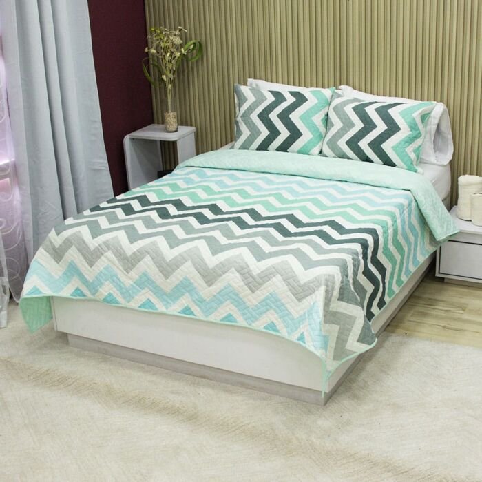 Sobrecama Becorat Chevron Aqua 3