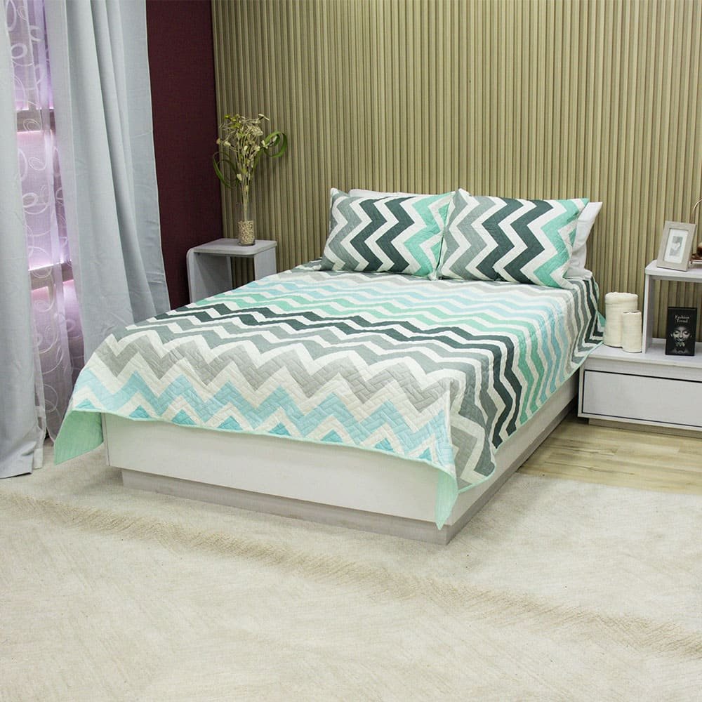 Sobrecama Becorat Chevron Aqua 4 Sobrecama Becorat Chevron Aqua 4
