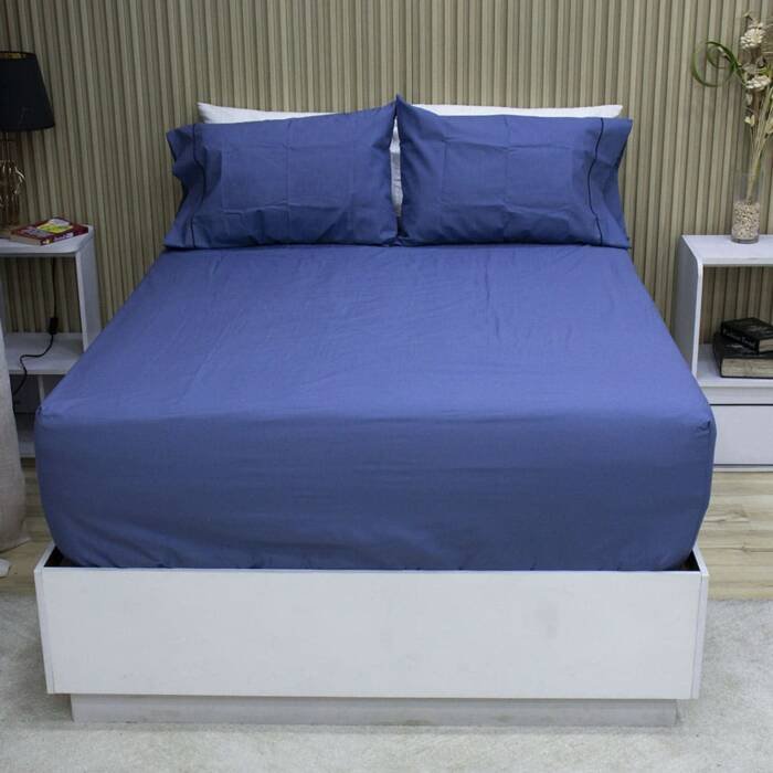 Set Sabana Ajustable Fundas de Almohada Fuelle Plus Blue 144 hilos 3