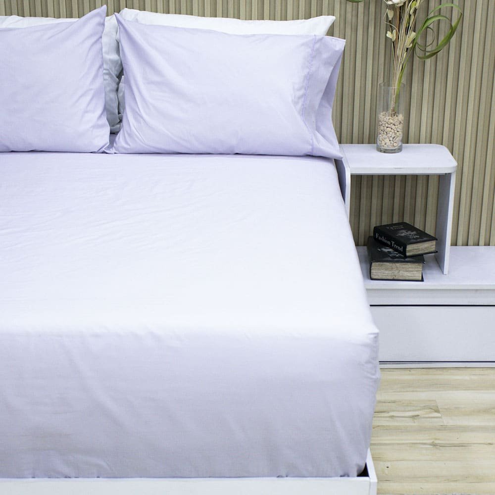 Set Sábana Ajustable + Fundas de Almohada Fuelle Plus Lila – 144 hilos 3 Set Sabana Ajustable Fundas de Almohada Fuelle Plus Lila 144 hilos 3