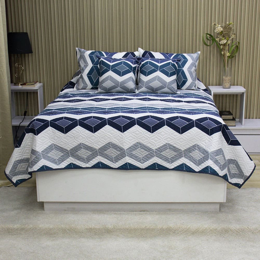 Sobrecama Deko Hexa Blue 4 Sobrecama Deko Hexa Blue 4