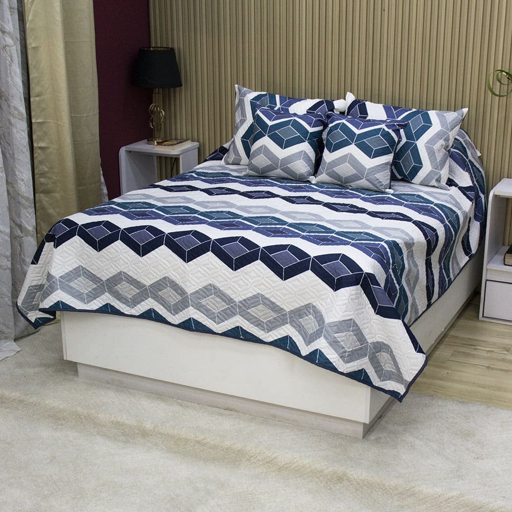 Sobrecama Deko Hexa Blue 6 Sobrecama Deko Hexa Blue 6
