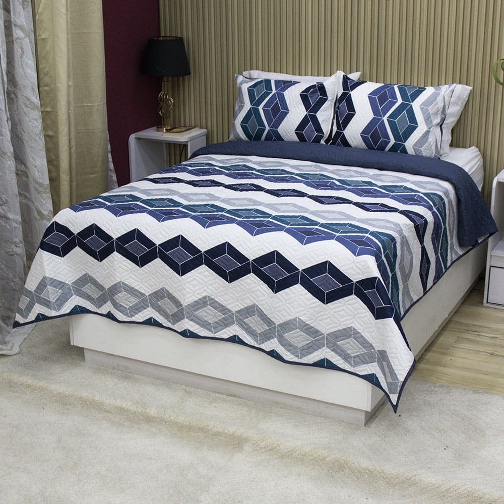 Sobrecama Becorat Hexa Blue 3 Sobrecama Becorat Hexa Blue 3