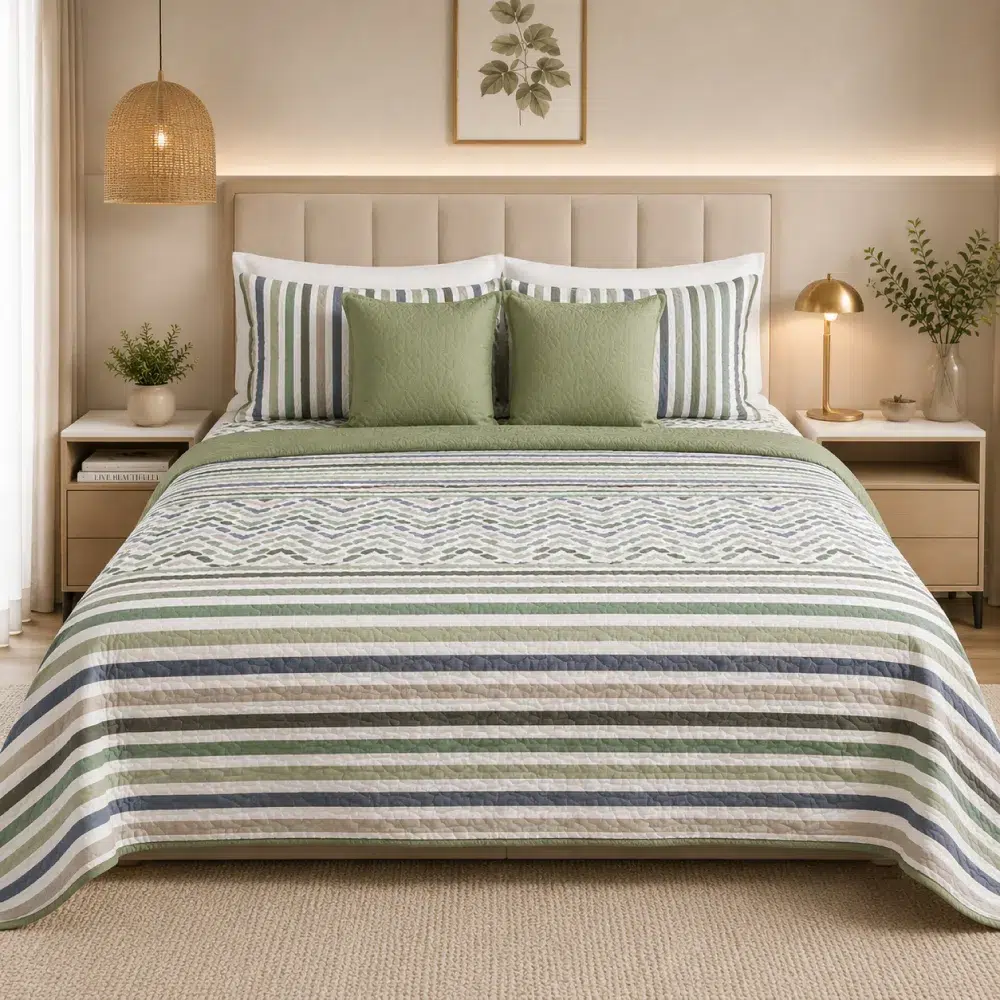 sobrecama-estampada-verde-blanco-gris sobrecama estampada verde blanco gris