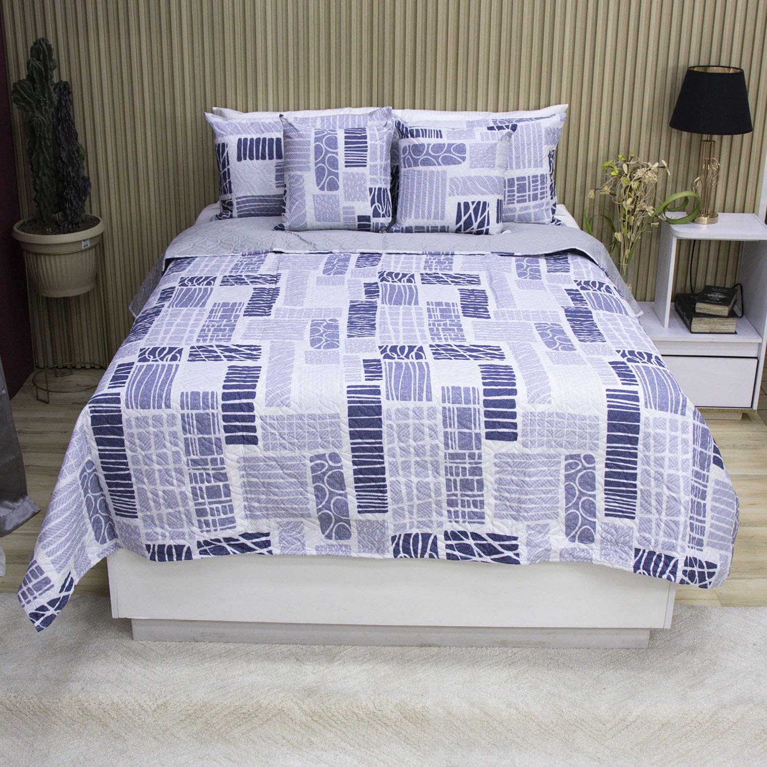 Sobrecama Becorat Mosaico Azul Índigo 3 Sobrecama Becorat Mosaico Azul Indigo 3