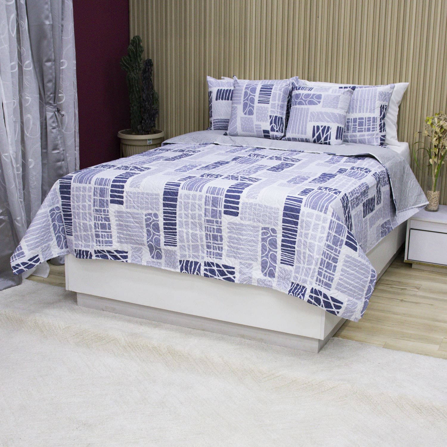 Sobrecama Becorat Mosaico Azul Índigo 4 Sobrecama Becorat Mosaico Azul Indigo 4